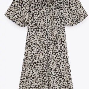 Zara Black and White Floral Maxi Dress